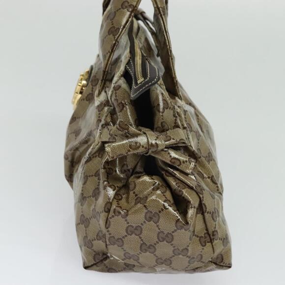 GUCCI GG Crystal Hand Bag Coated Canvas Brown Gold - Picture 5 of 12